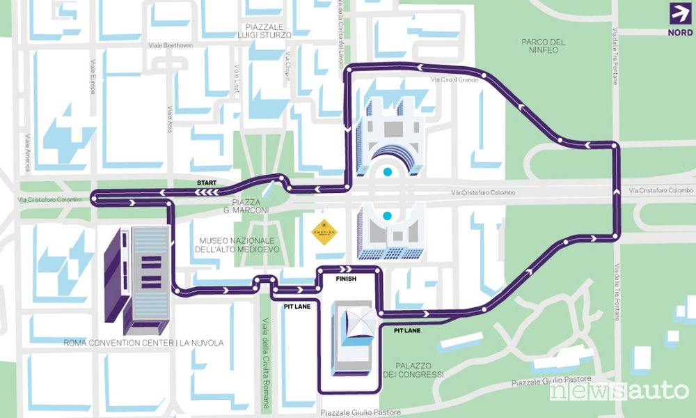 Roma E-Prix 2018 Formula E circuito EUR