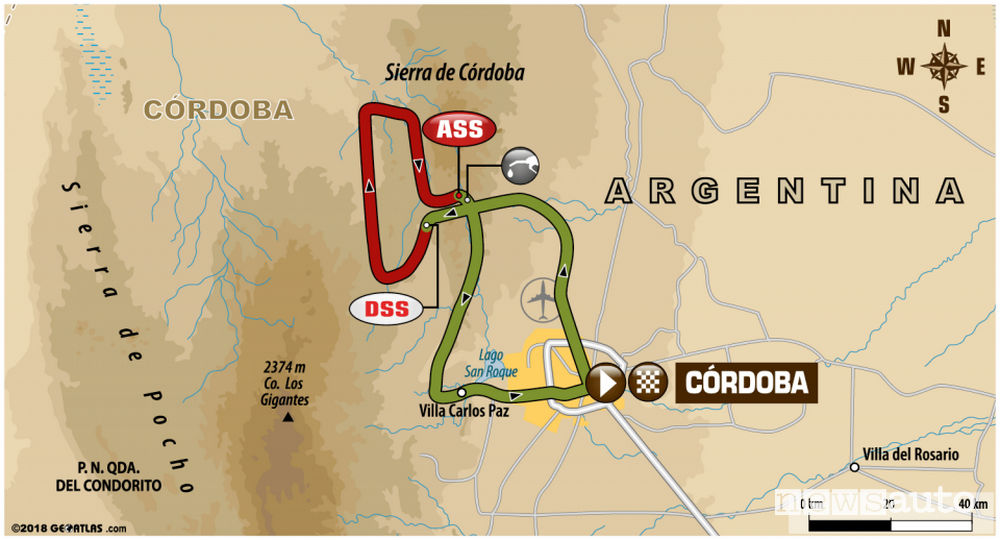 Dakar 2018 14^ tappa mappa Cordoba-Cordoba