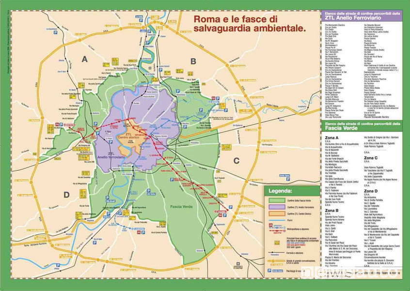 Mappa ZTL Fascia Verde a Roma