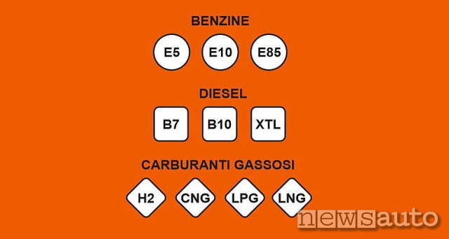Nuove Etichette Carburante Tipologia e Significato benzina diesel e gas