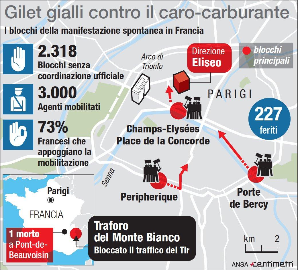 infografica Protesta auto caro carburante Francia