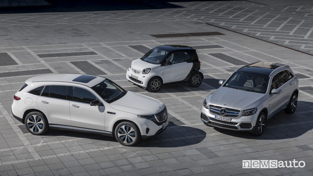 Mercedes-Benz GLC F-Cell, EQC, smart elettrica