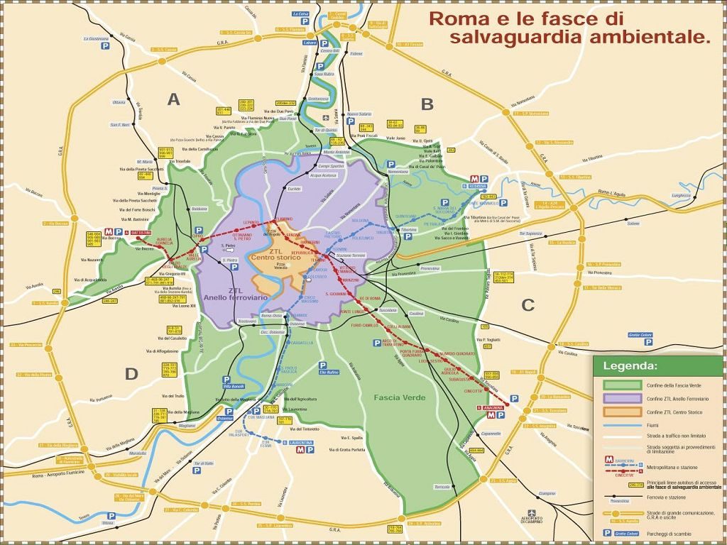 Mappa Anello Ferroviario a Roma, blocco diesel Euro 3 Roma