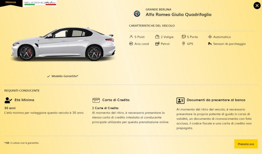 Auto sportiva a noleggio, Alfa Romeo Giulia Quadrifoglio nella flotta Hertz
