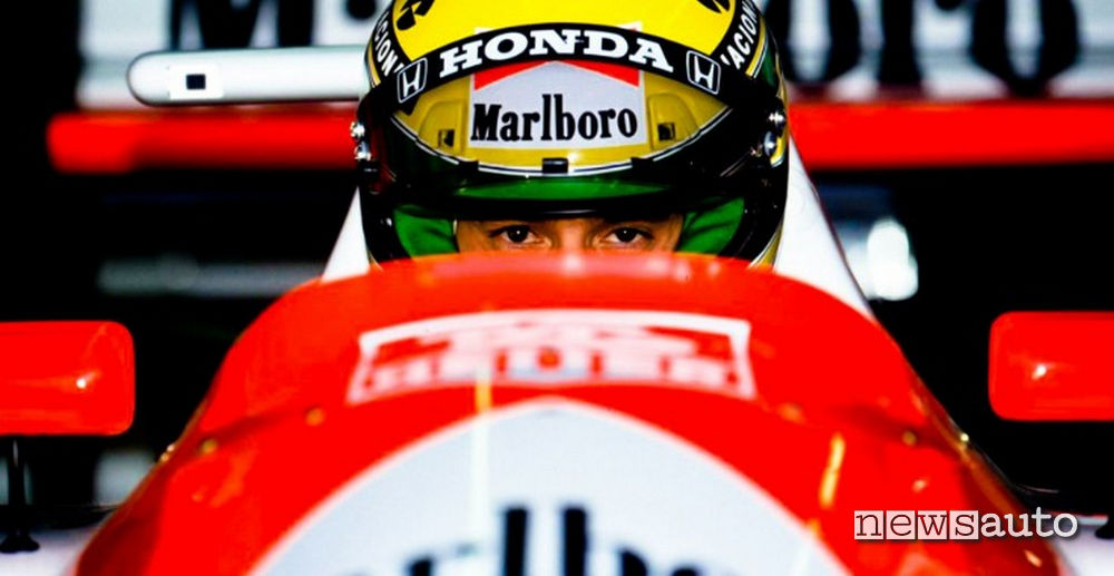 Gli occhi di Ayrton Senna nell'abitacolo della sua F1