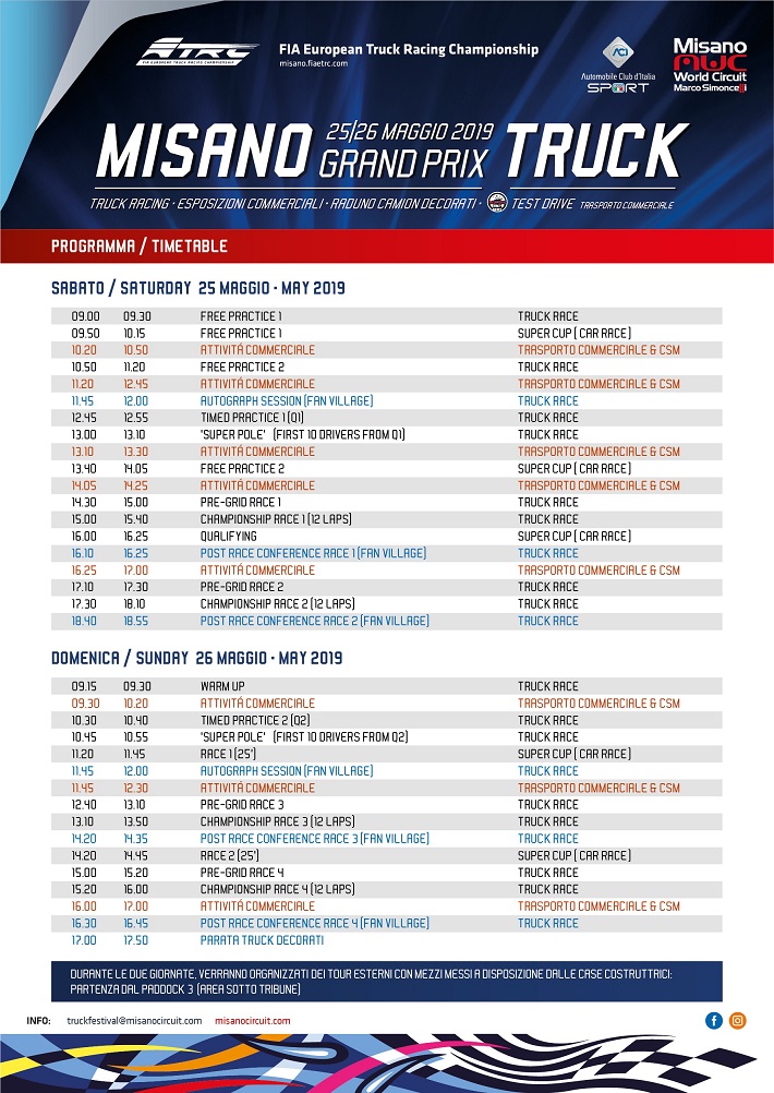 Programma gare dei camion a Misano
