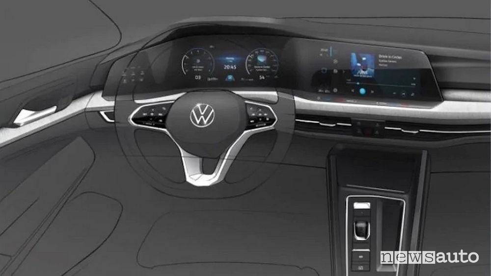 Bozza degli interni della nuova Volkswagen Golf 8