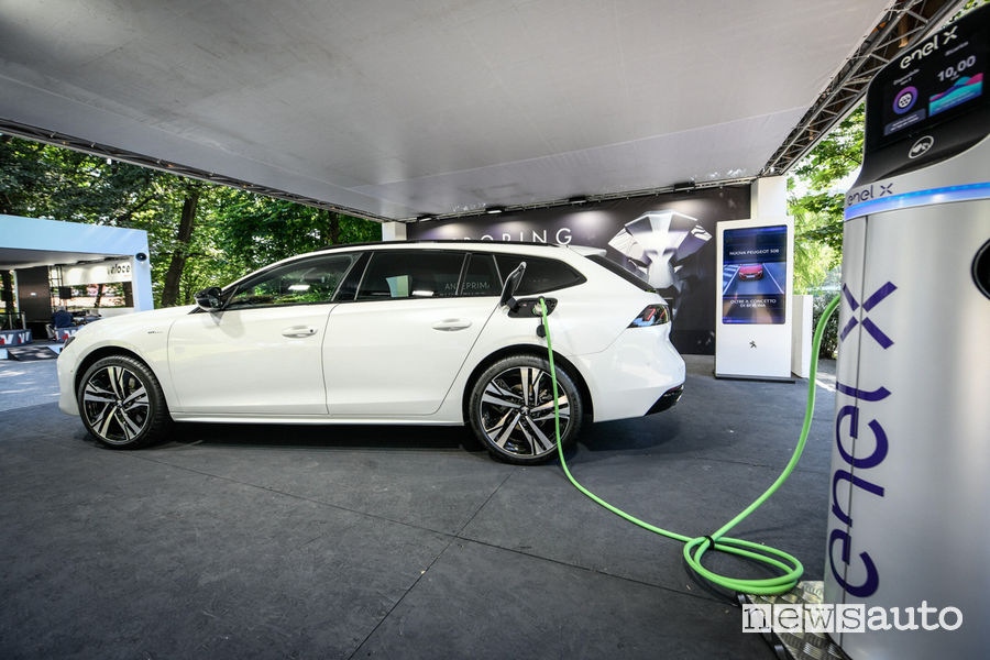 Peugeot 508 SW HYbrid al Parco Valentino 2019 vista laterale