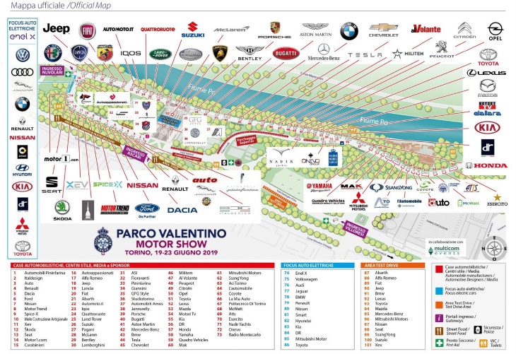 Mappa ufficiale Parco Valentino 2019