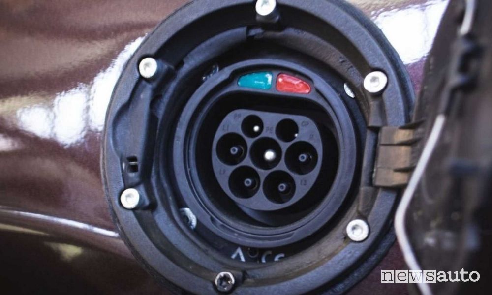 Presa di ricarica tipo 2 Fiat Panda 4x4 elettrica Icon-e Garage Italia
