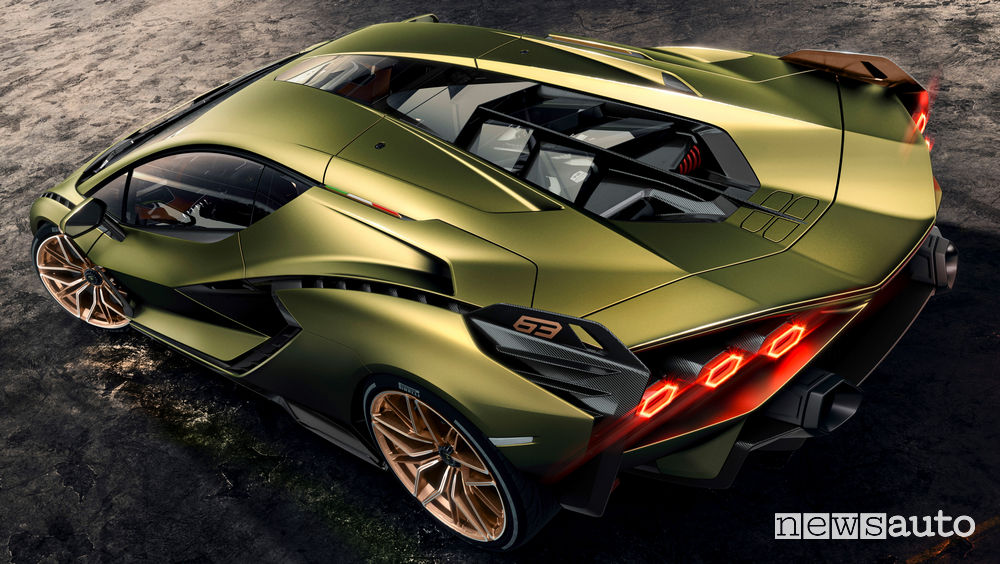 Lamborghini Sian ibrida vista posteriore