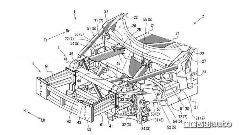 Brevetto Mazda per una struttura portante motore e telaio