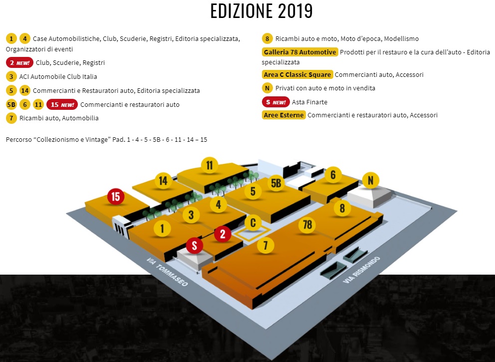 Mappa Auto e Moto e d’Epoca di Padova 2019 