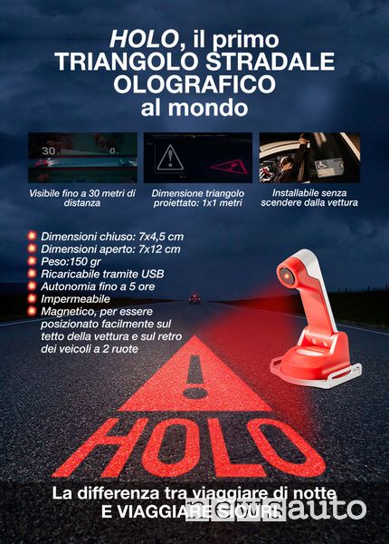 triangolo auto notturno Holo