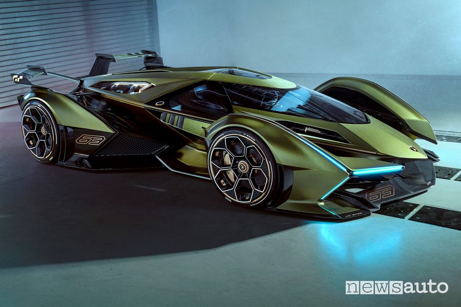 Vista di profilo Lamborghini Lambo V12 Vision Gran Turismo. Una delle tantissime auto disponibili nel videogioco GT.