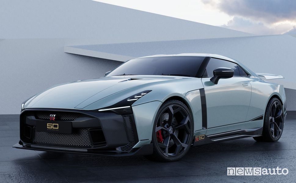Vista di profilo Nissan GT-R50 by Italdesign rendering Mint
