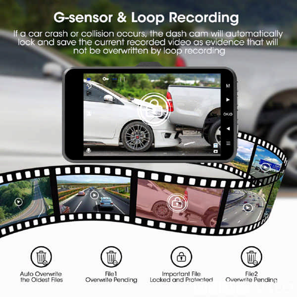 Telecamera anteriore auto Dash Cam che riprende la strada