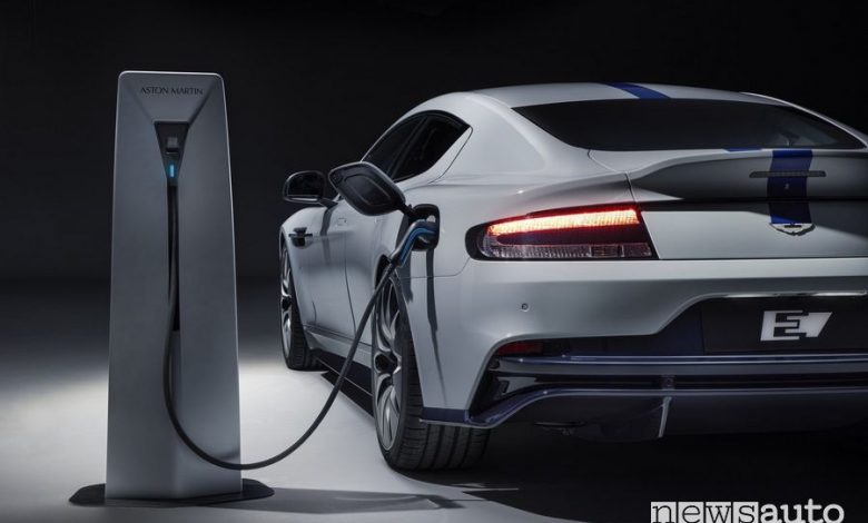 Ricarica da colonnina Aston Martin Rapid E auto elettrica