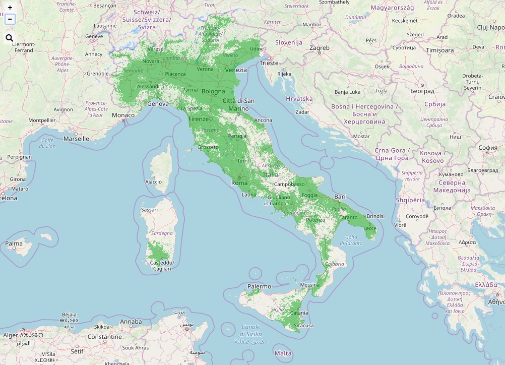 Mappa aggiornata copertura Radio DAB+ in Italia
