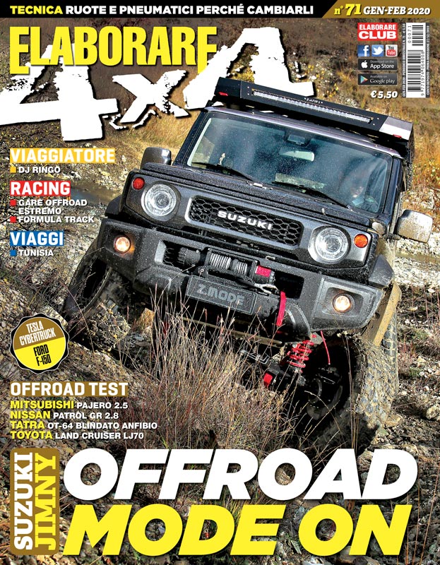 Il Suzuki Jimny in versione preparata per l'off road sul magazine ELABORARE in edicola a gennaio e febbraio 2020