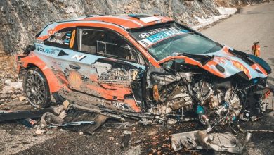 Hyundai i20 Coupe WRC distrutta dopo l'incidente di Tanak al Rally di Montecarlo 2020