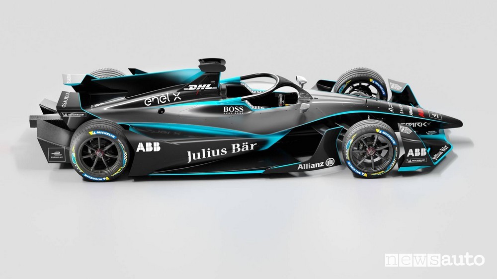 Formula E Gen2 monoposto elettrica vista laterale