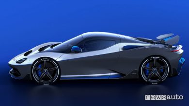 Pininfarina Battista Anniversario hypercar elettrica vista laterale pacchetto aerodinamico