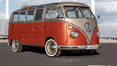 Vista di profilo Volkswagen e-Bull elettrico