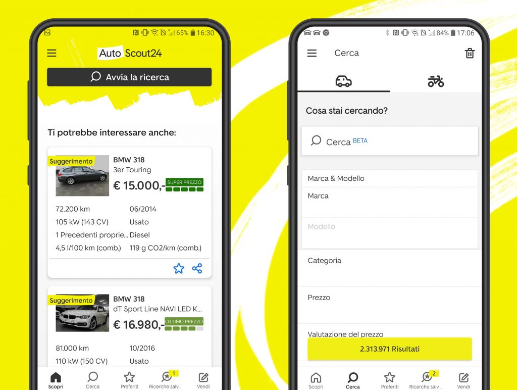 nuovo logo di AutoScout24 sull'App Android