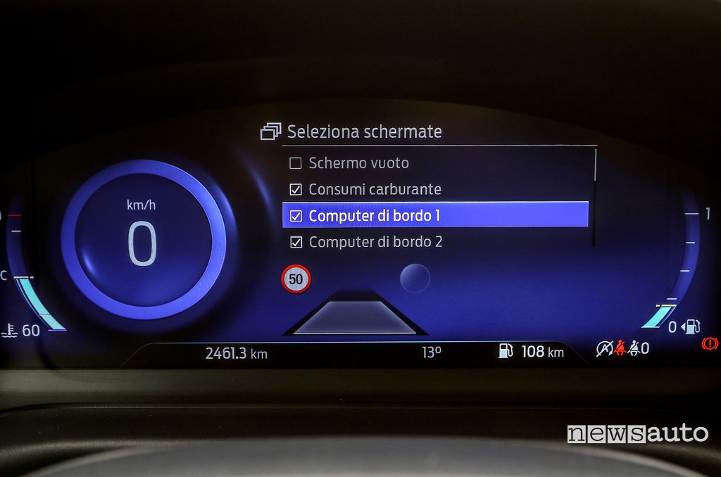 quadro strumenti digitale di serie sulla Ford Puma in prova