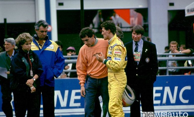Ayrton Senna e Michael Schumacher a Magny Cours nel 1992 