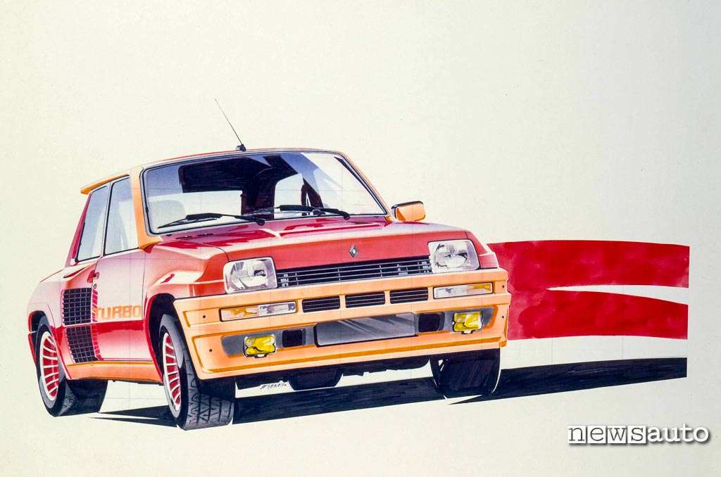Bozzetto dello studio di design della Renault 5 Turbo 1976