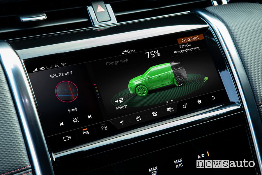 Schermata stato della carica Land Rover Discovery Sport ibrida plug-in
