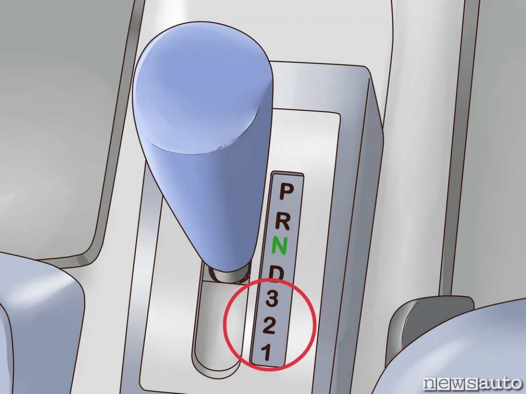 Classica leva di un cambio automatico con la posizione "P"