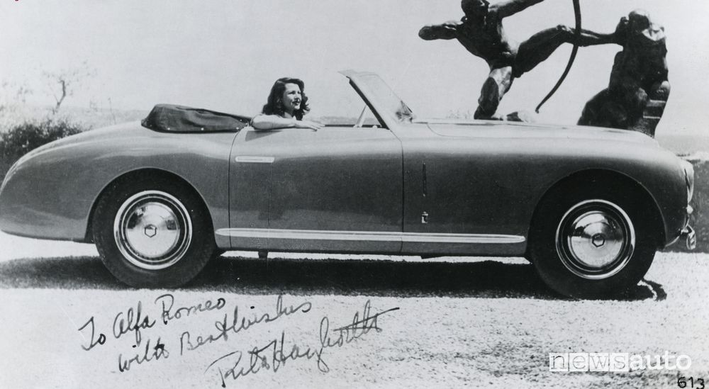 Rita Hayworth a bordo dell'Alfa Romeo 6C 2500 SS