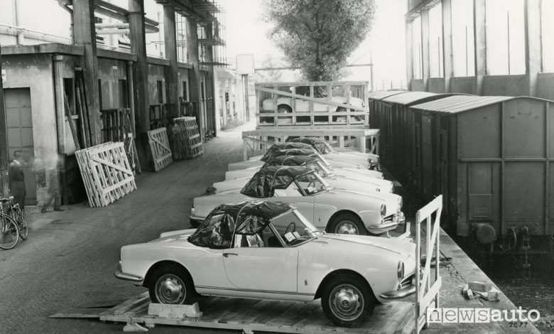 Alfa Romeo Giulietta Spider in partenza per gli USA, 1955