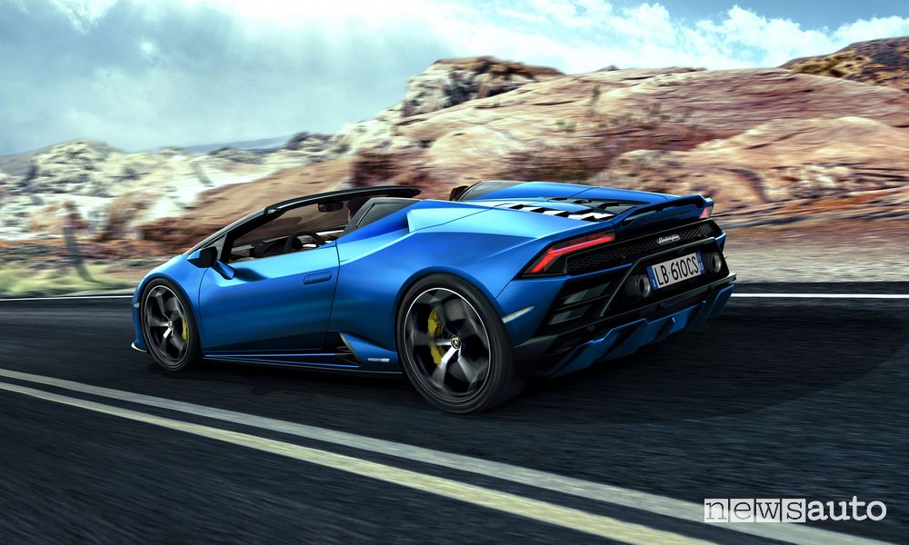 Vista posteriore Lamborghini Huracán EVO RWD Spyder
