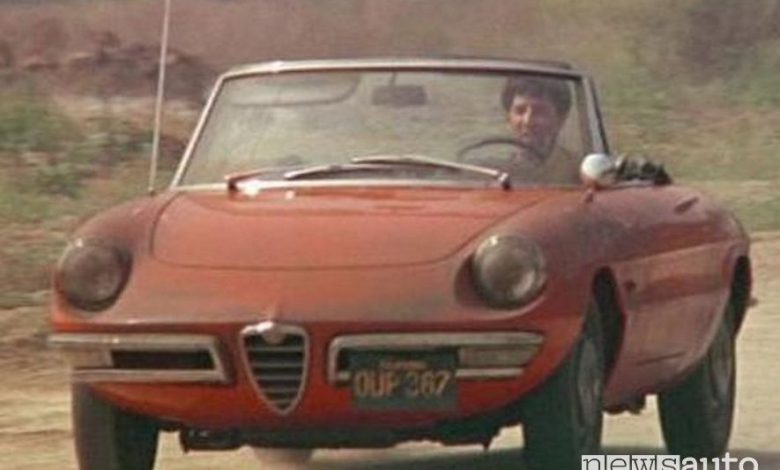 Dustin Hoffman al volante di un'Alfa Romeo Spider Duetto nel film Il laureato”