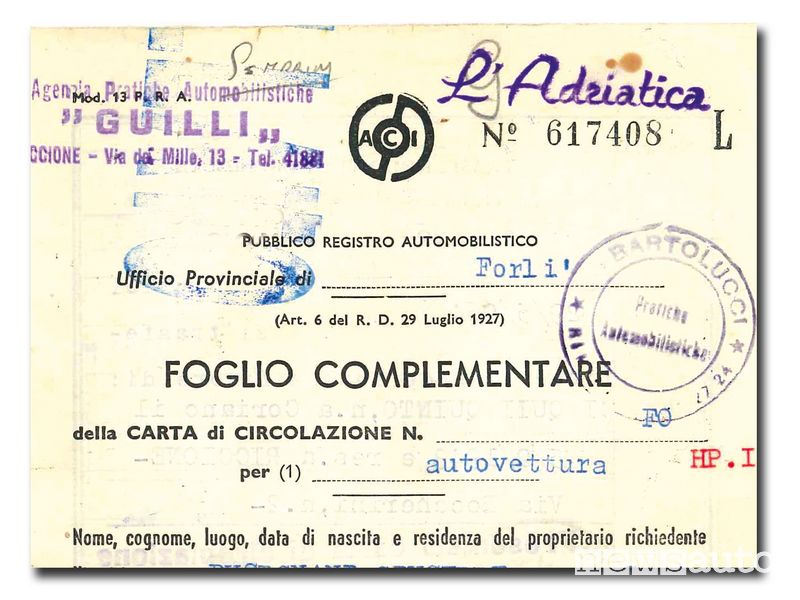 Documenti originali auto storiche