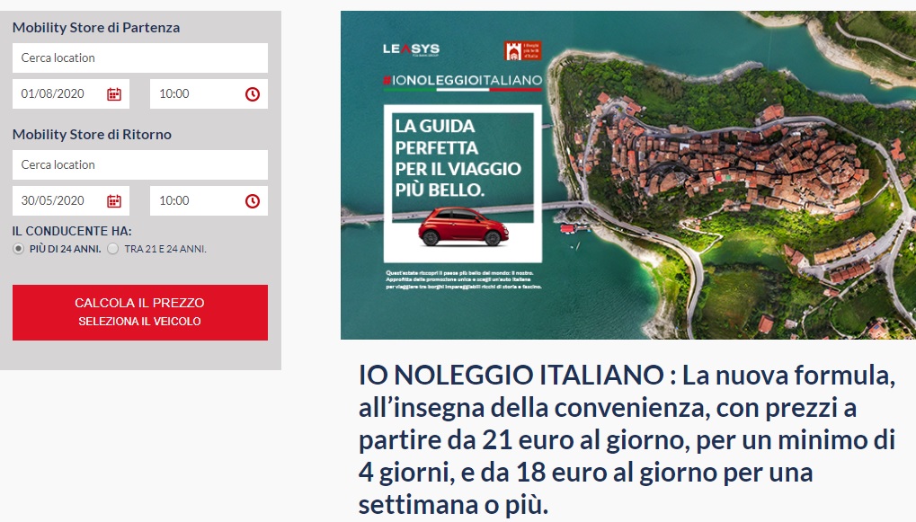 Noleggio auto Leasys prezzi e sconti Io Noleggio Italiano