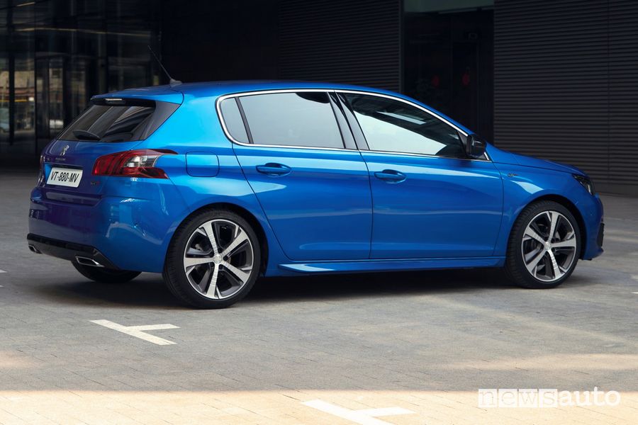 Vista posteriore Peugeot 308