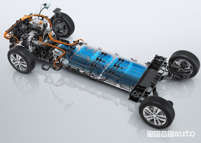 Motore e batteria piattaforma EMP2 Peugeot e-Traveller elettrico