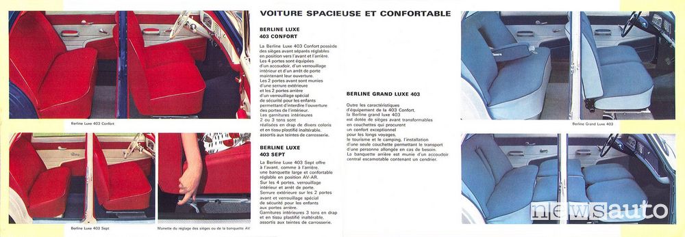 Sedili abitacolo Peugeot 403 storica