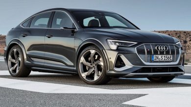 Vista laterale Audi e-tron S Sportback