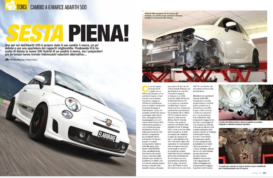 cambio a 6 marce su Fiat 500 Abarth 500 come fare, spiegato sulla rivista "elaborare" numero febbraio 2020