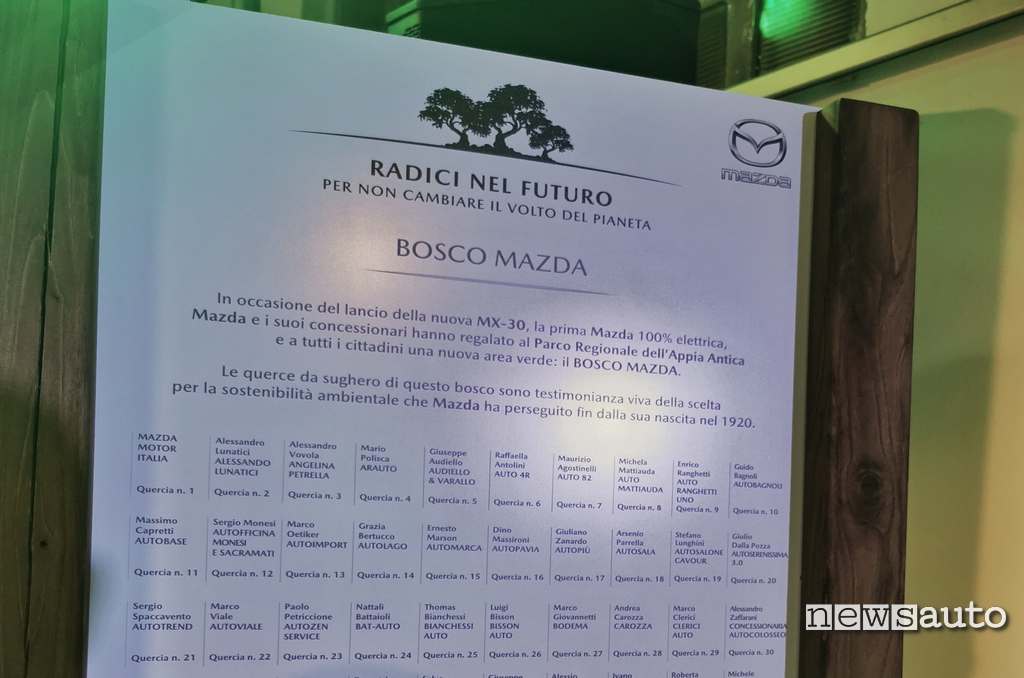 Elenco dei concessionari associati al Bosco Mazda a Roma