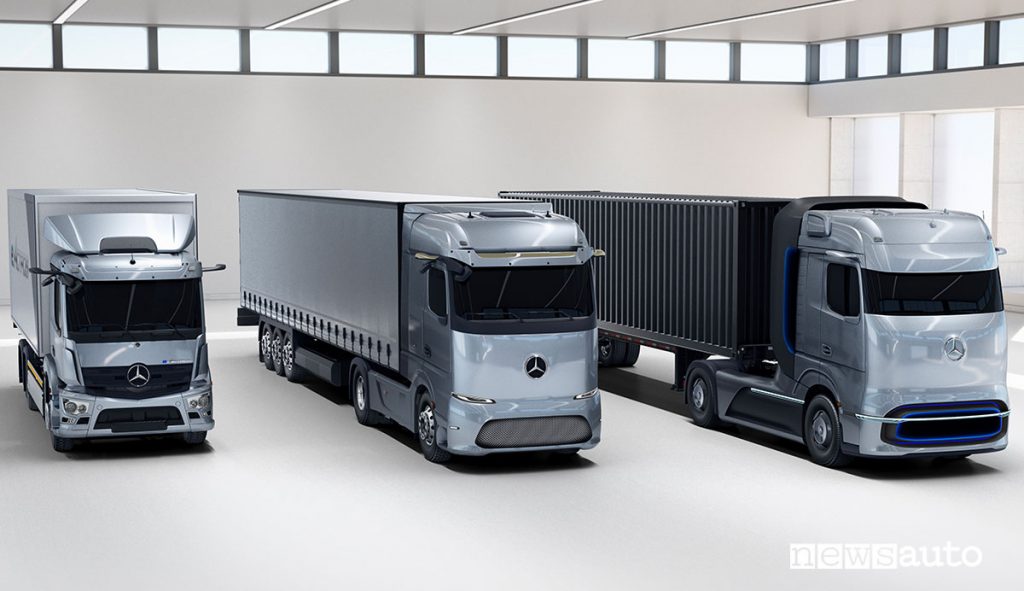 Gamma elettrificata di Mercedes-Benz Trucks. Mercedes-Benz eActros, Mercedes-Benz eActros LongHaul e Mercedes-Benz GenH2 Truck