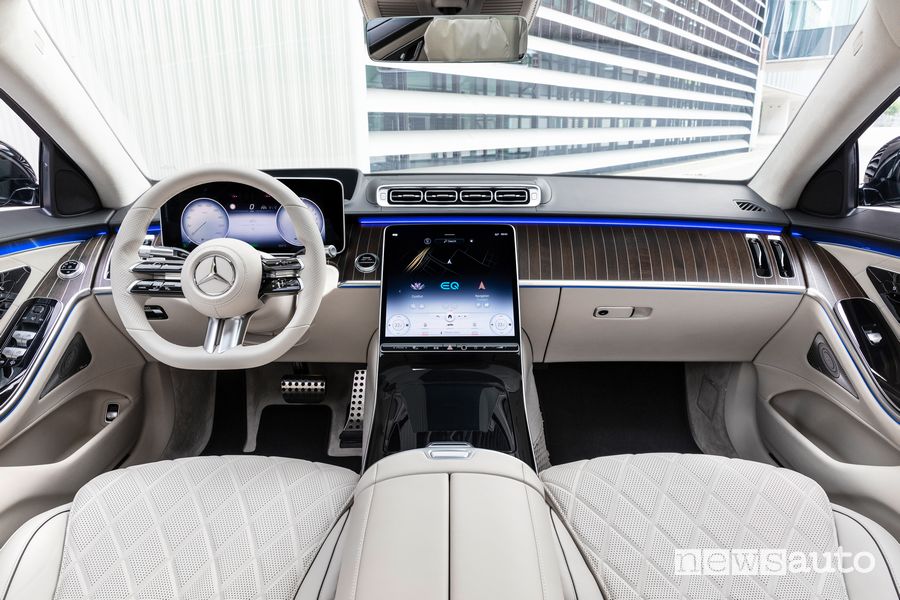 Plancia strumenti abitacolo pelle nappa beige Mercedes-Benz Classe S