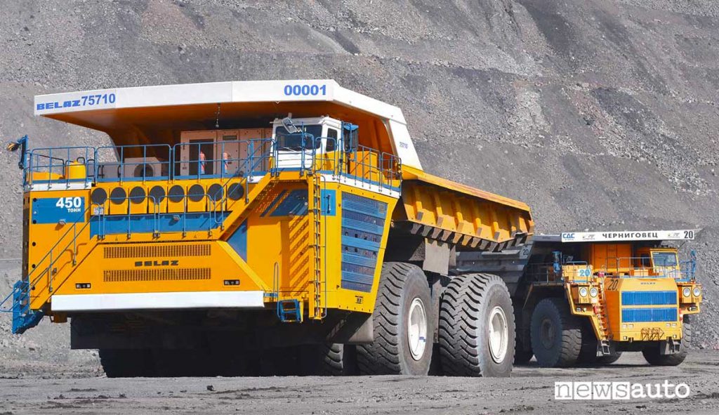 Belaz 7571 dumper autocarro con cassone ribaltabile più grande del mondo