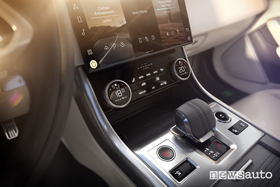 Leva cambio automatico, comandi consolle centrale abitacolo nuova Jaguar XF